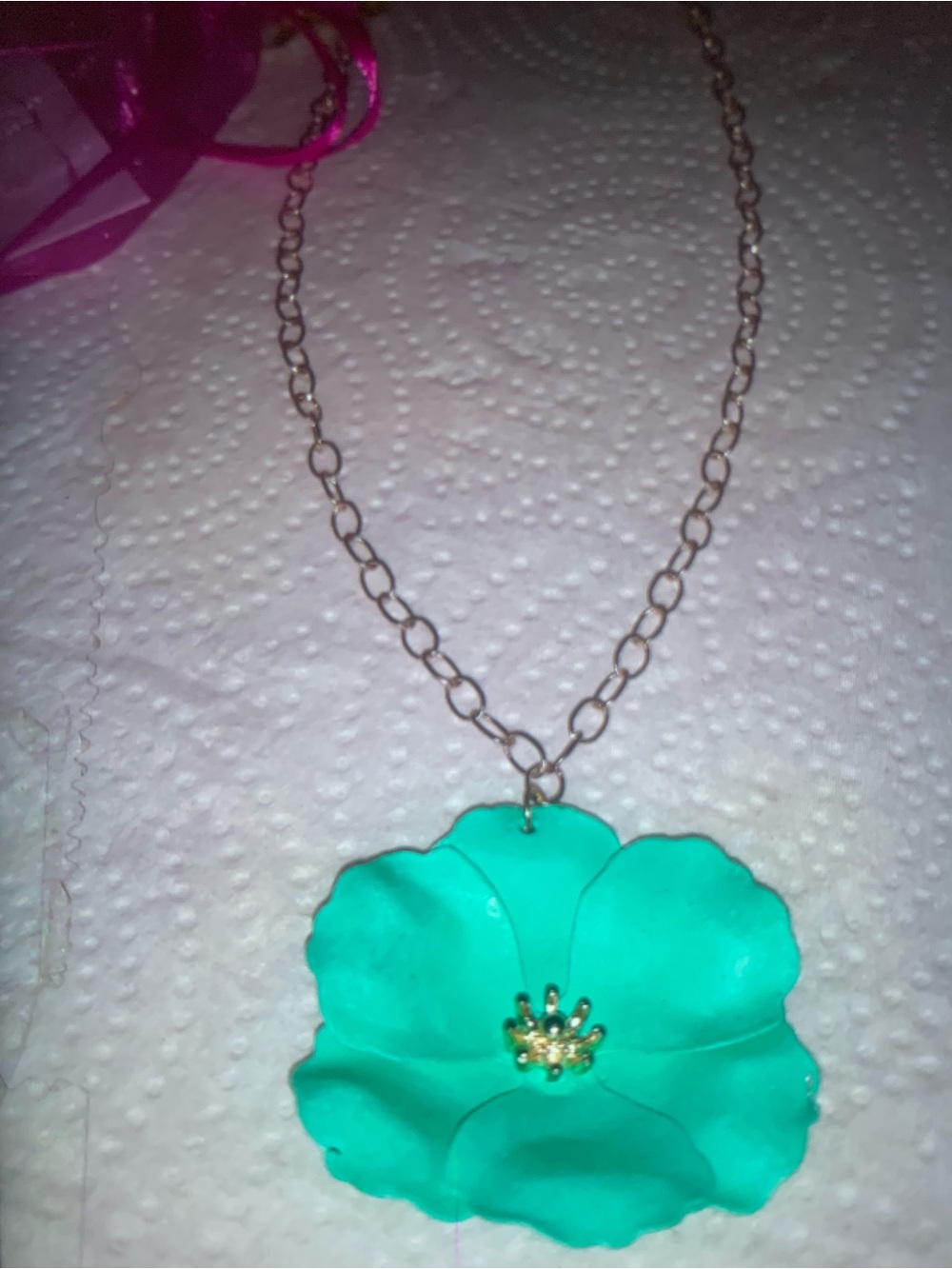 NEW Teal Green Floral Pendant Necklace - Women Jewelry Colorful Spring SummerNWT